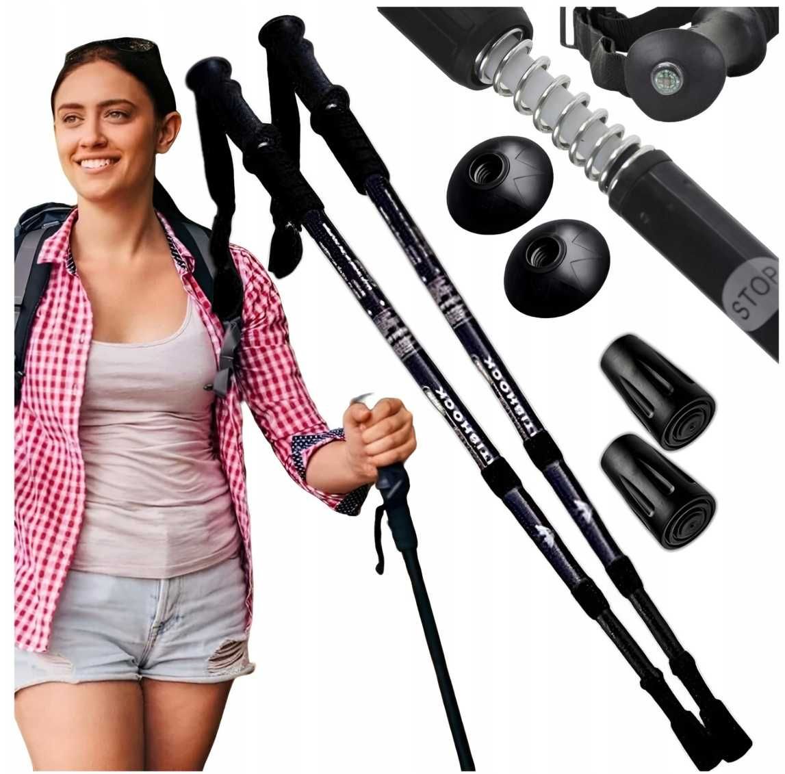 KIJKI TREKKINGOWE do chodzenia nordic walking 63-135cm para 2 SZTUKI