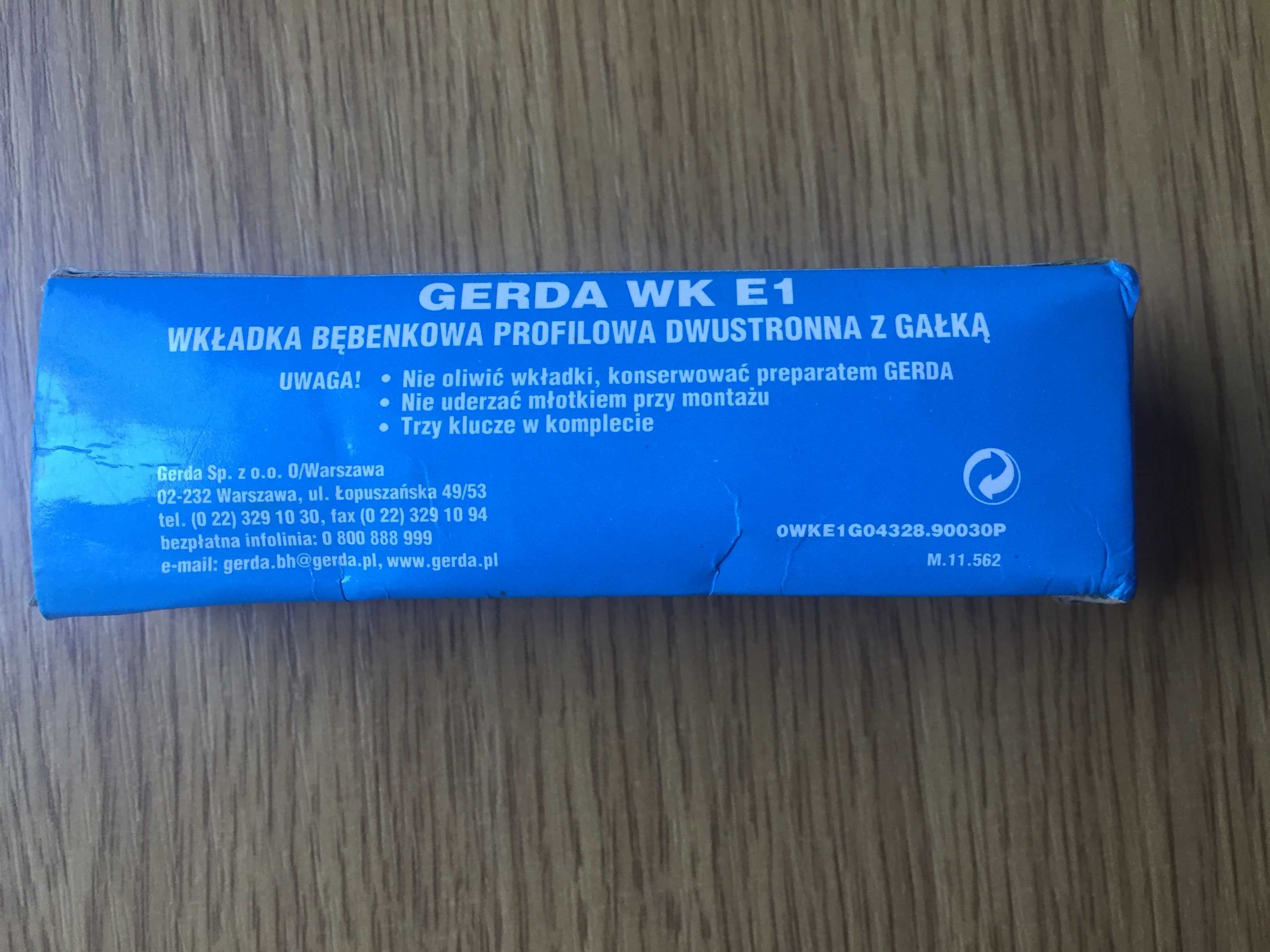 GERDA WK E1 wkładka bębenkowa profilowa dwustronna z gałką nikiel.