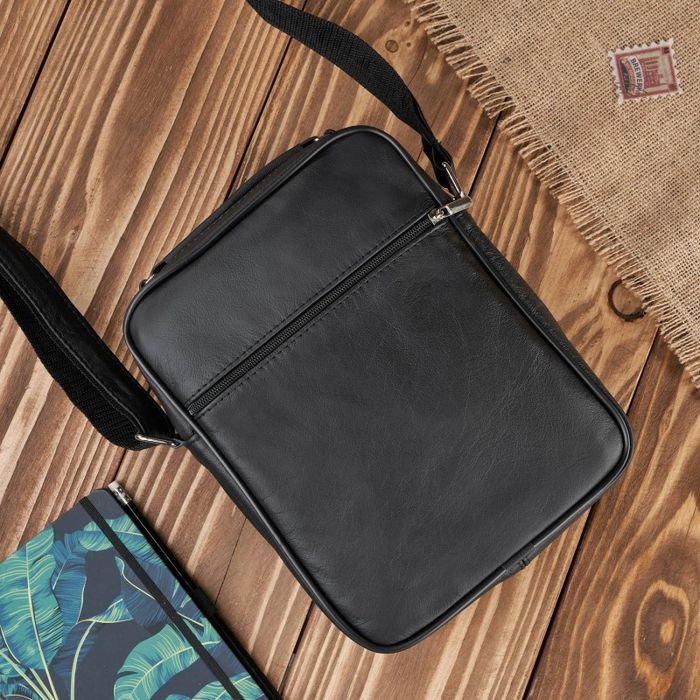 saszetka męska listonoszka na ramię skórzana czarna abruzzo abr-03