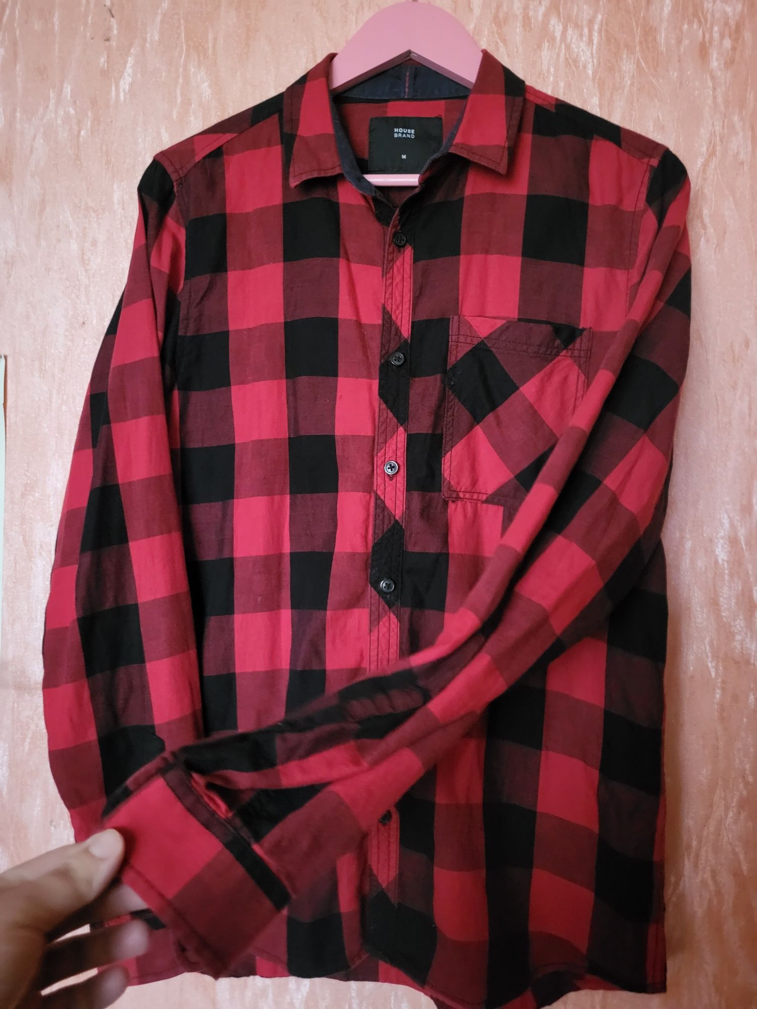 Рубашка клетка коттон. бред House brand M