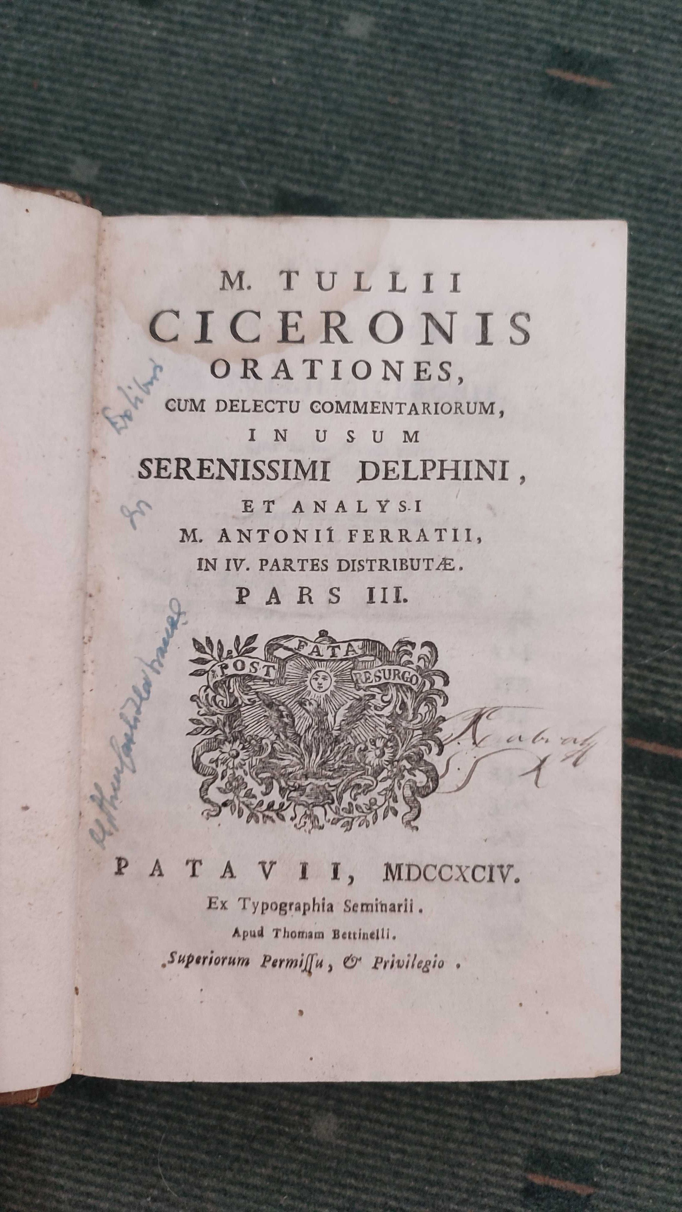 M. Tullii Ciceronis Orationes - 1794