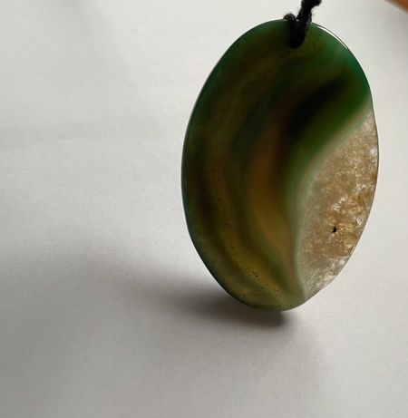 Zawieszka zielony agat z kryształem górskim-naturalne połączenie
