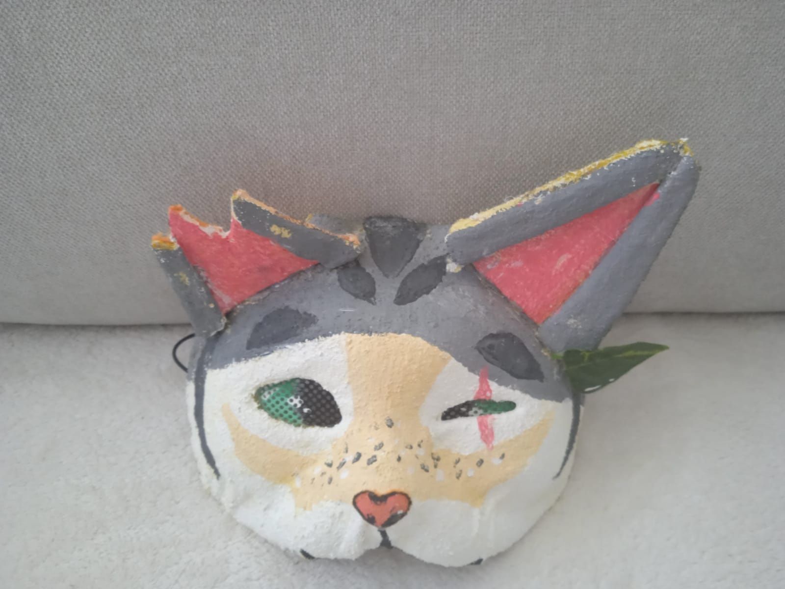 Maska KOTA, kot, cat mask wykonana ręcznie przez 11-latkę