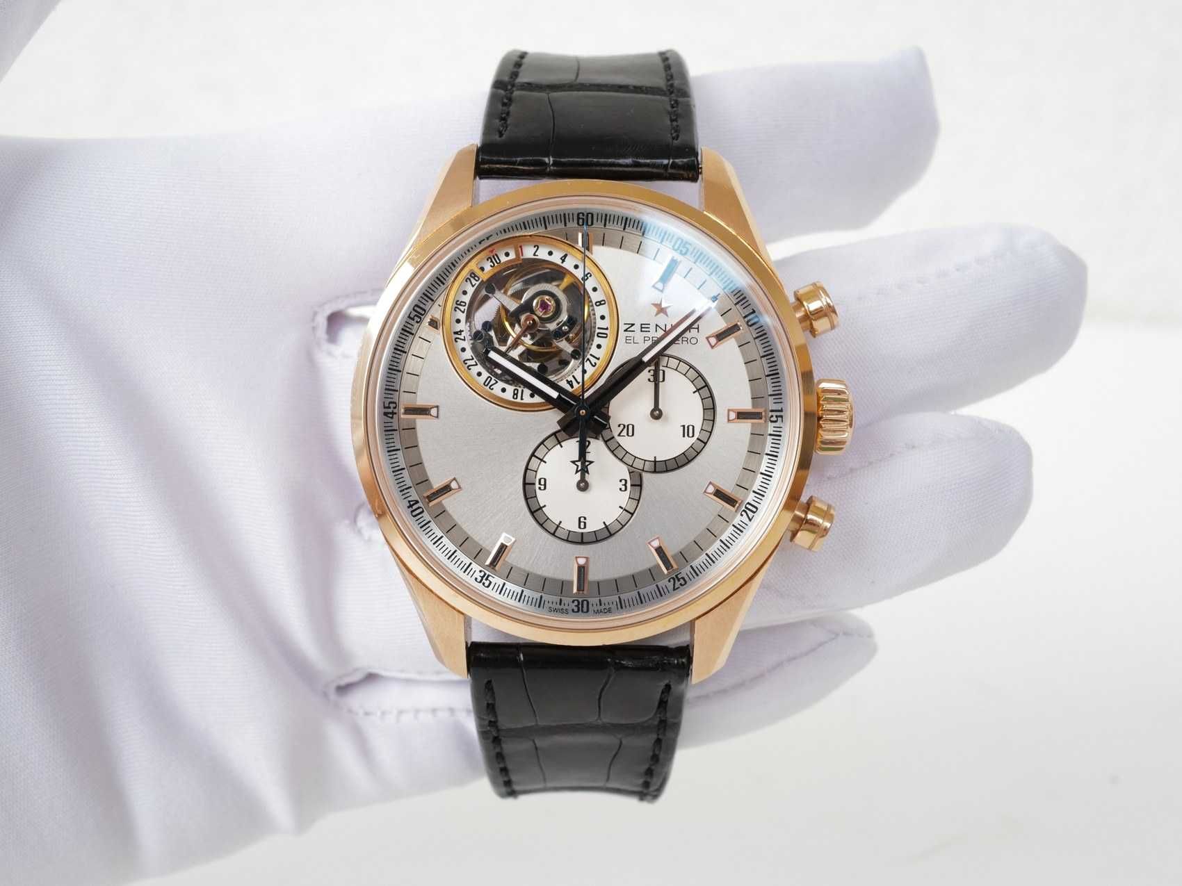 Zenith El Primero Tourbillon Open Date Chronograph 18K Rose Gold