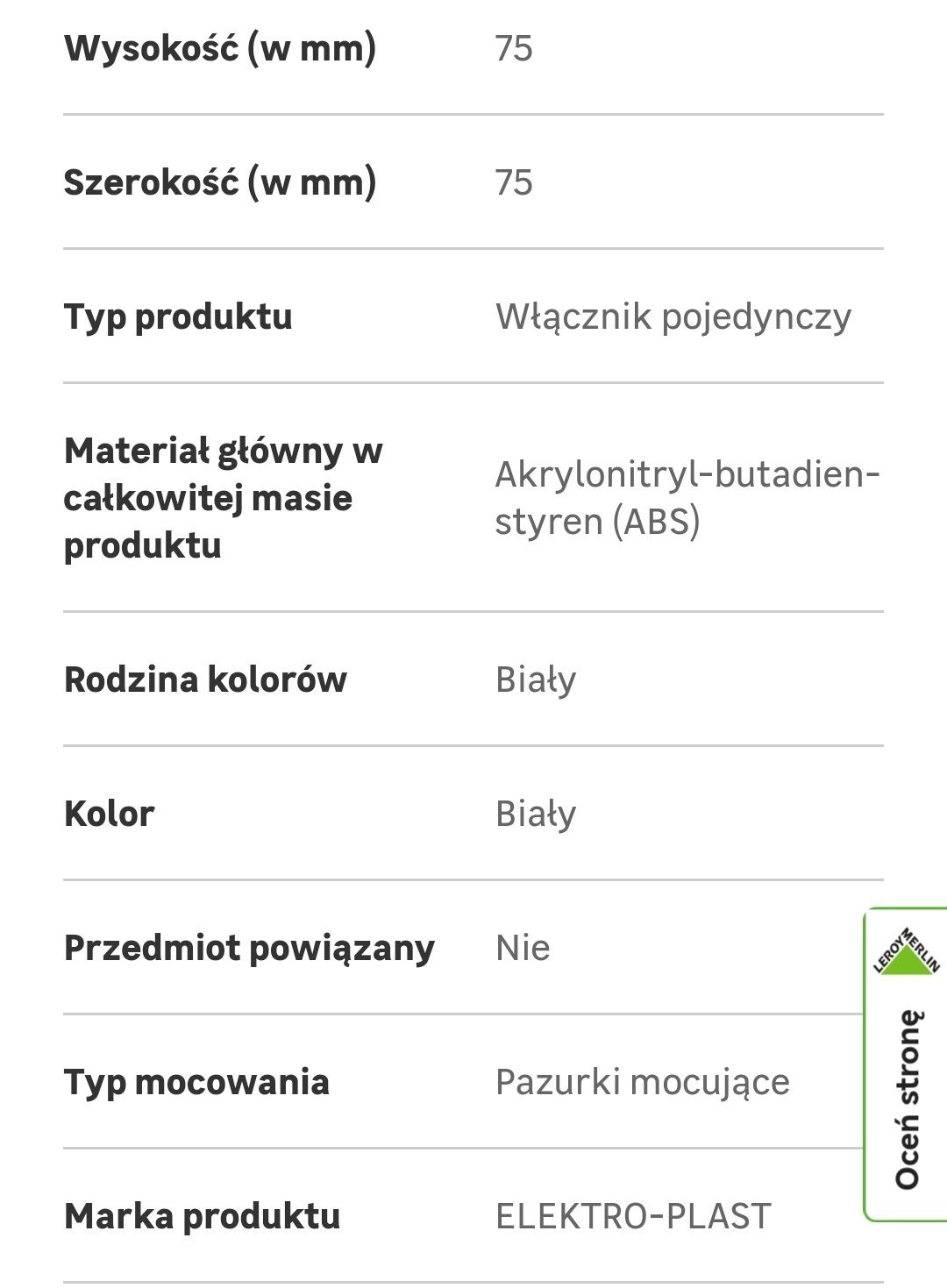 Włączniki światła białe