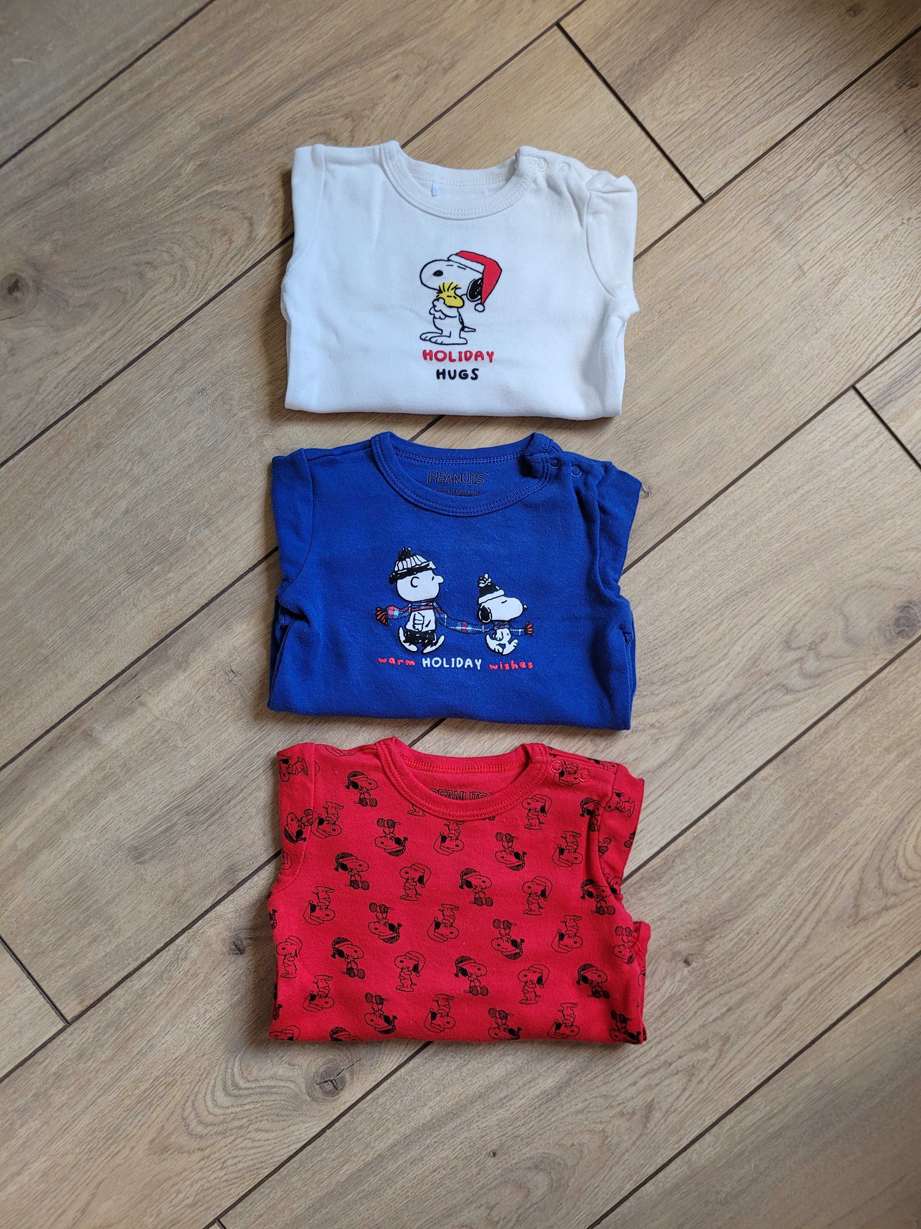 3pak (nowy) miękkiego body Cool Club 80 9-12 Snoopy Peanuts motylkowe