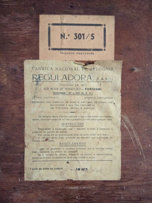 Relógio Reguladora Anos 50