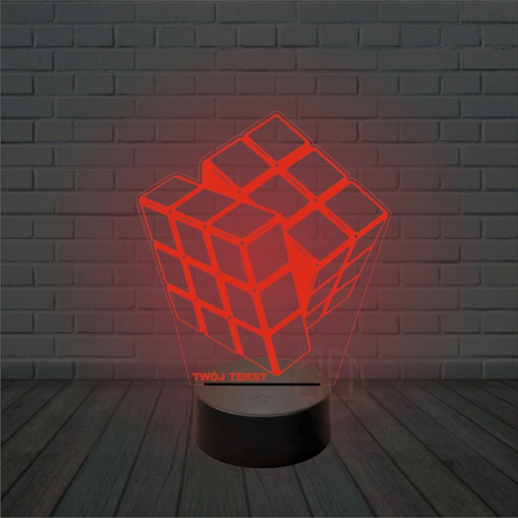 Lampka nocna na biurko 3d led imię KOSTKA rubika