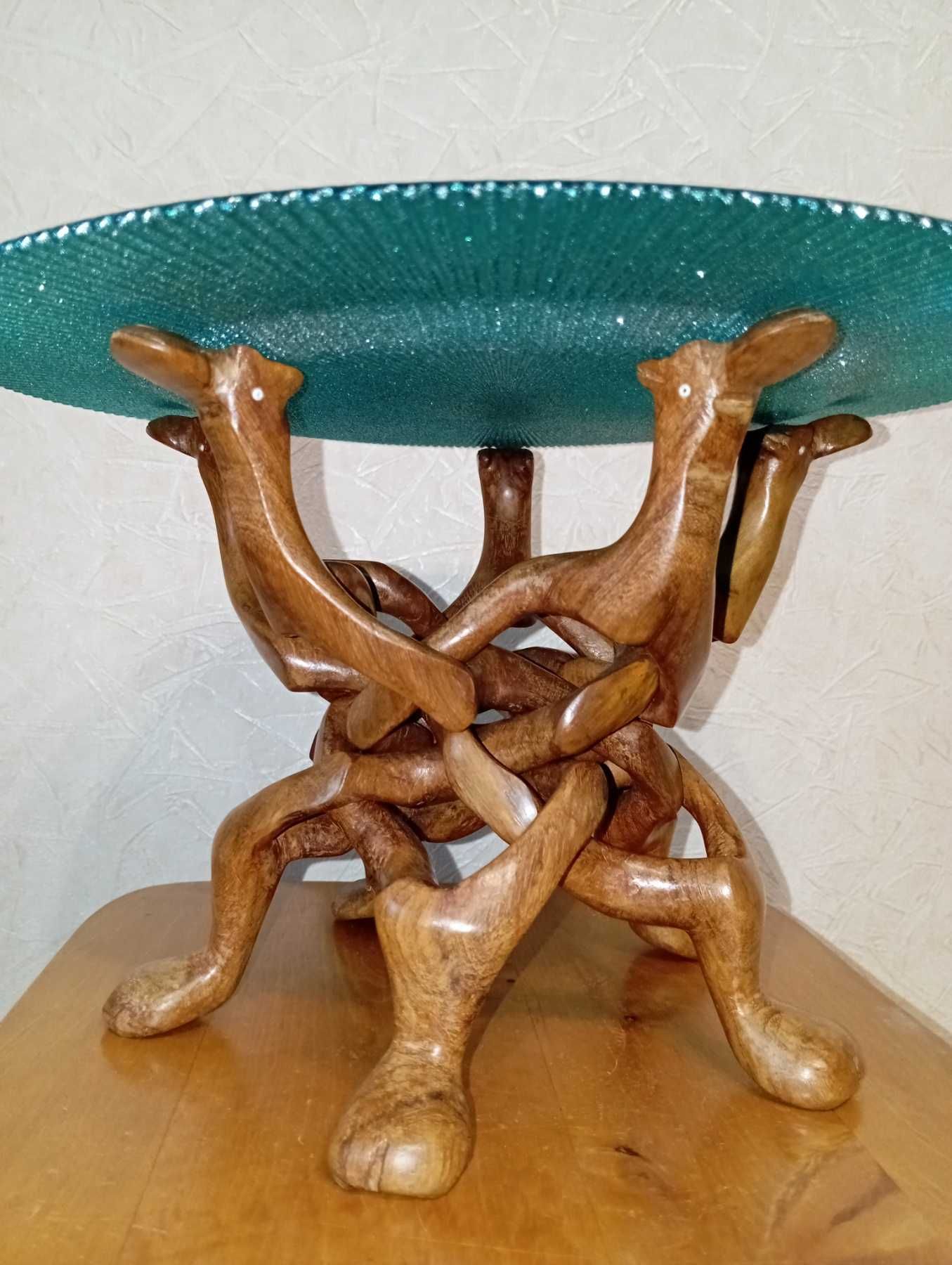 Винтаж ручной резнная деревянная скульптура единство верблюды Марокко