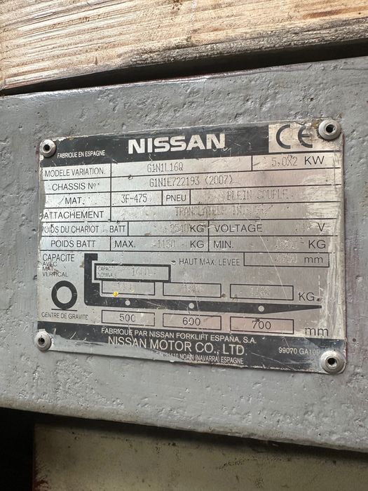 Wózek widłowy NISSAN G1N1L16Q silnik części