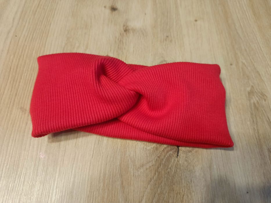 Opaska czerwona na głowę owijka przeplatana