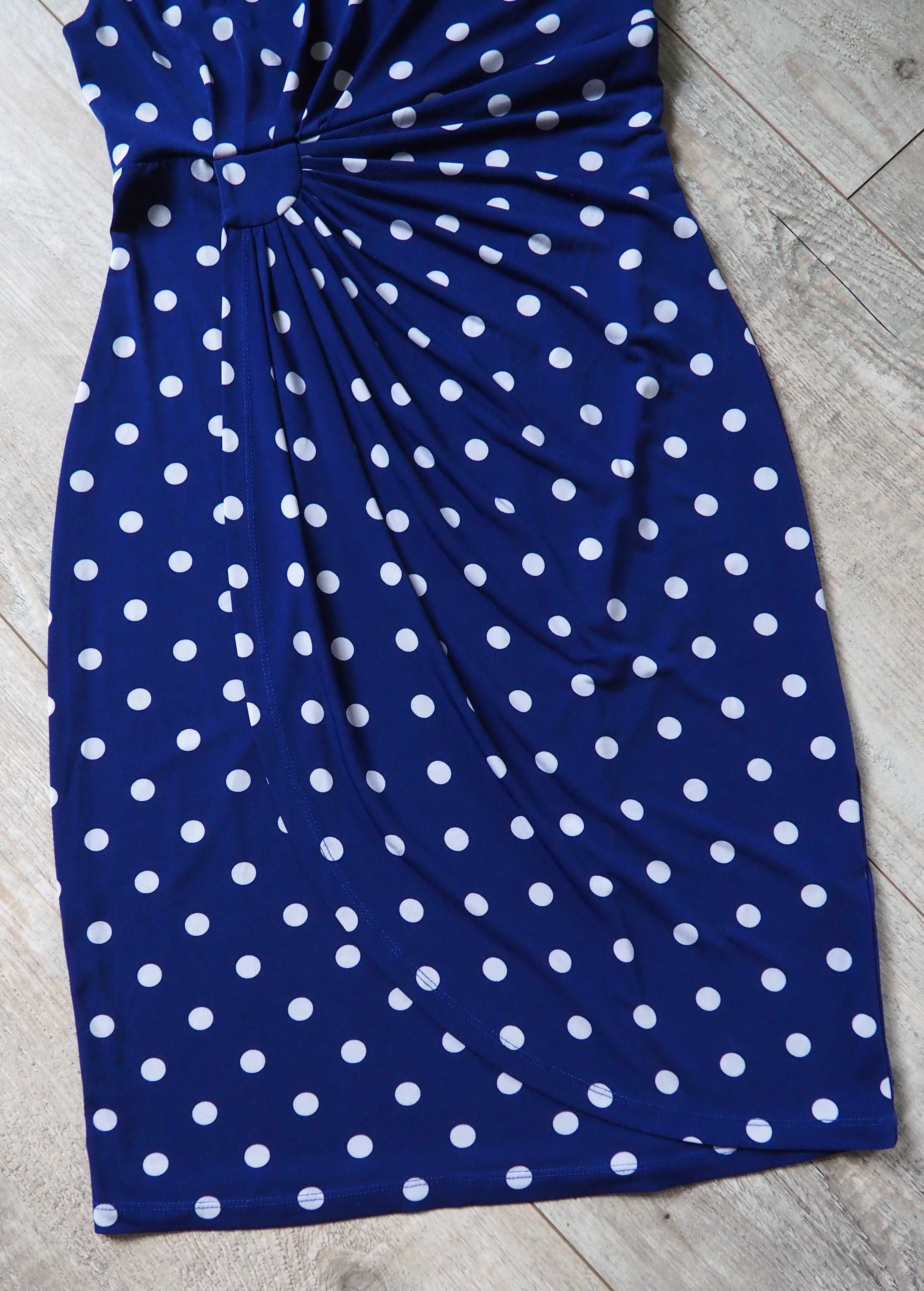 Connected Apparel_polka dot blue dress_rozmiar S/M