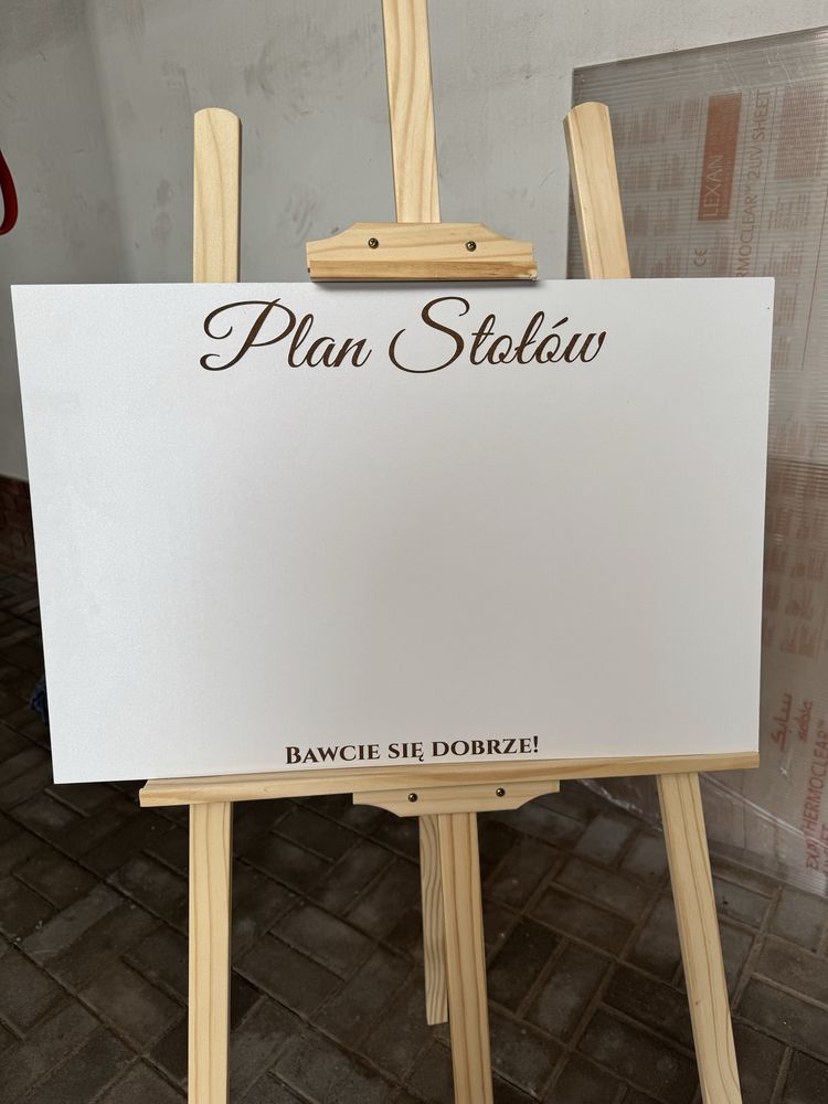 Tablica powitalna i plan stołow + 2x Sztaluga