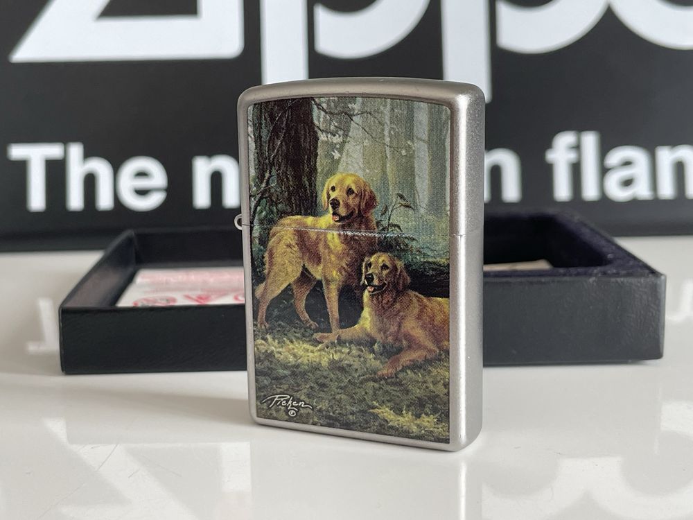 Zapalniczka Zippo Dwa Goldeny, Linda Picken, Two Goldens, psy, NOWA