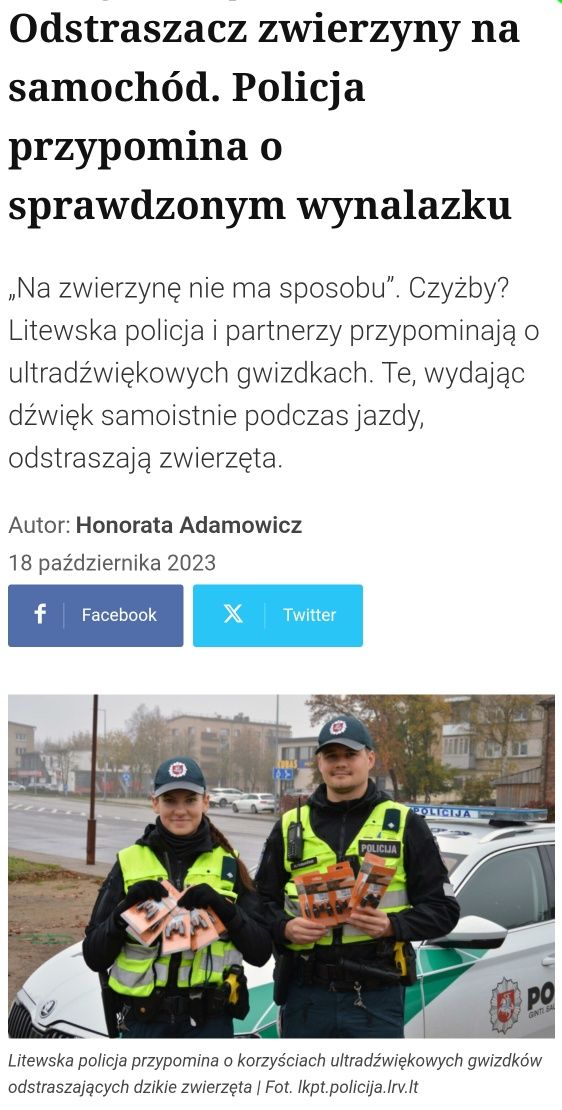 odstraszacz zwierząt - gwizdki na zwierzynę