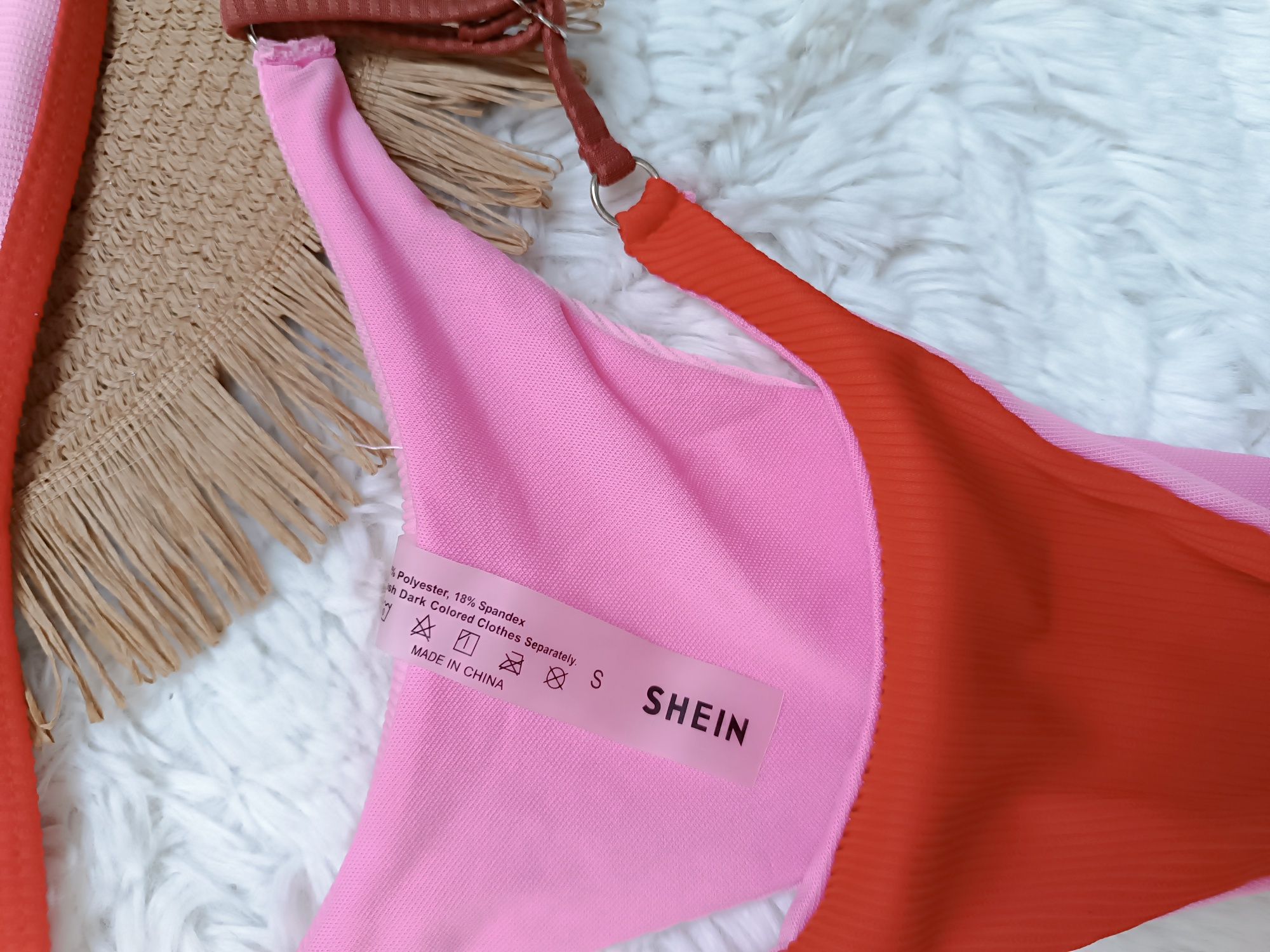 S Shein strój kąpielowy dwuczęściowy kostium plażowy prążki