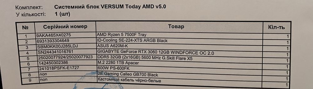 RTX 3060 | RYZEN 5 7500F | 32 gb ram | гарантия от versum