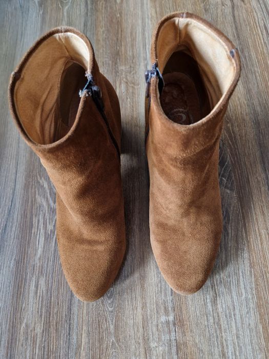 Brązowe welurowe botki Ryłko, r. 40