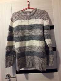 Gruby sweter na zimę M L vintage welniany ustop