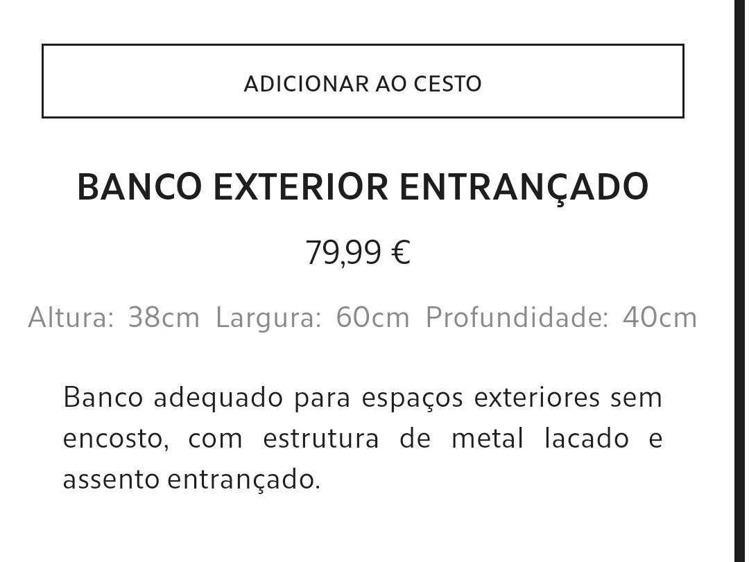 Banco exterior ENTRANÇADO ZARA