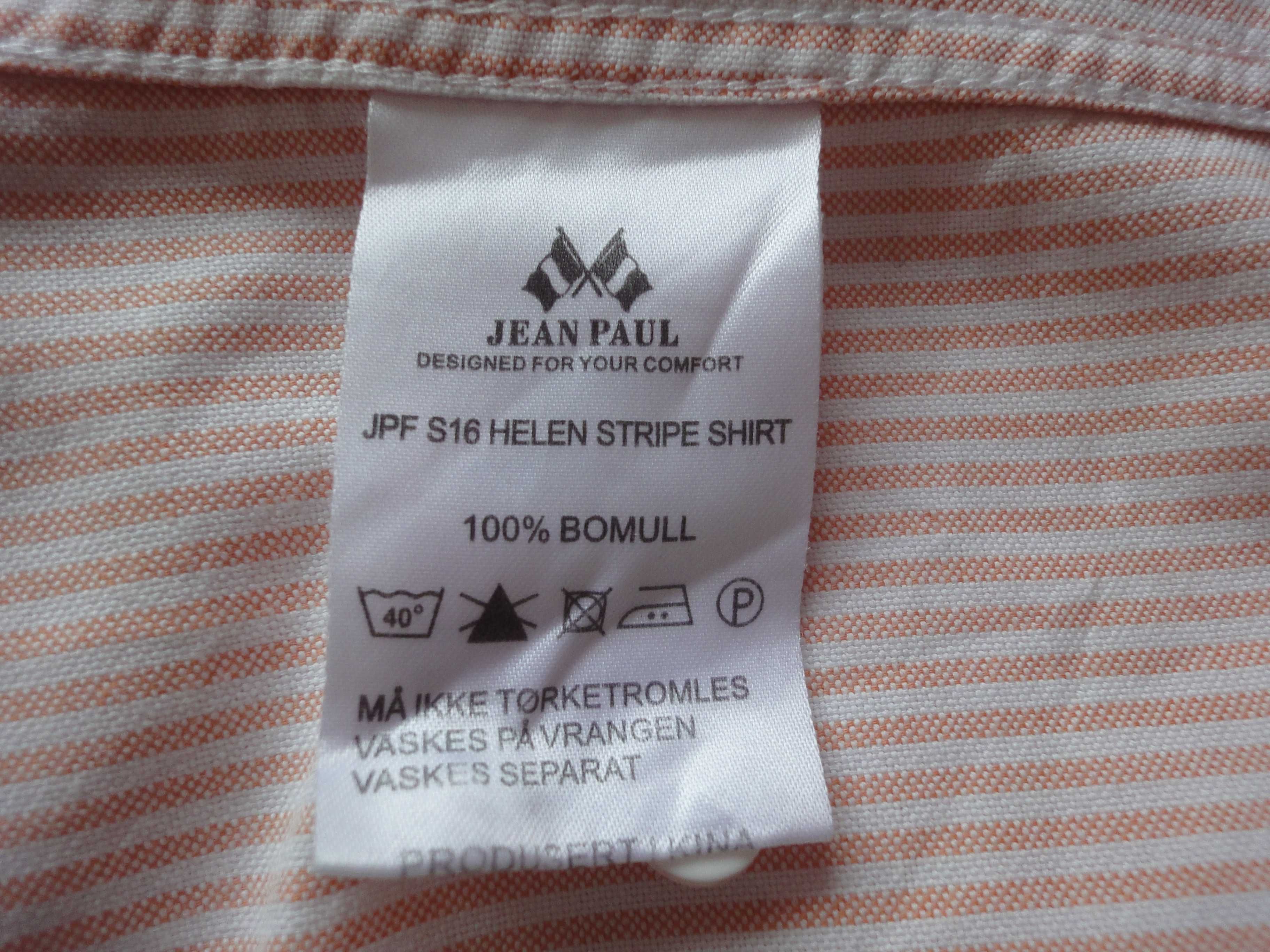 Damska bawełniana koszula biała w pomarańczowe paseczki – Jean Paul XL
