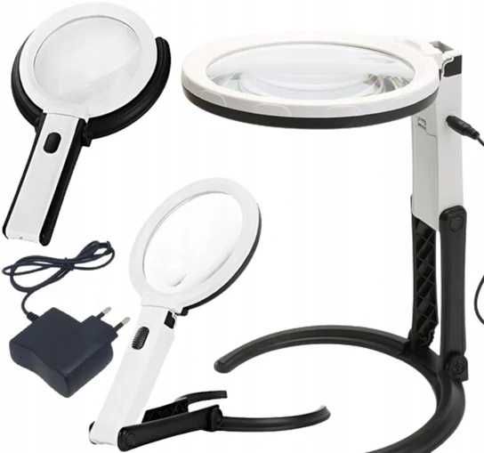 Lampa kosmetyczna LED z lupą na statywie dwie soczewki