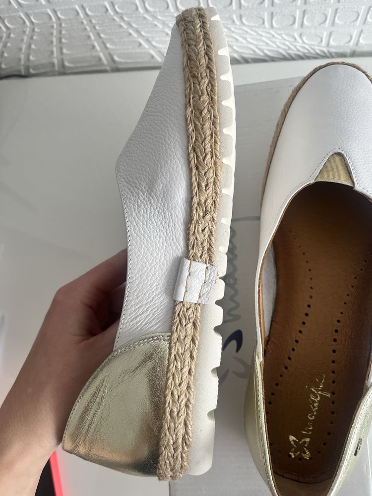 Skórzane baleriny espadryle Maciejka nowe