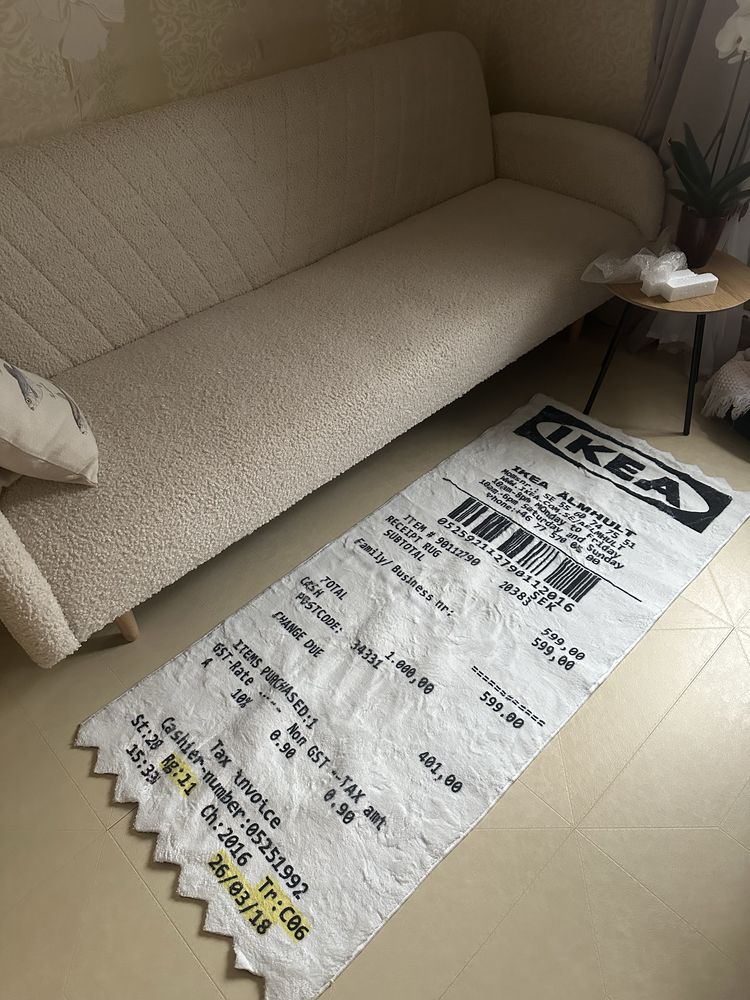 Virgil abloh X ikea MARKERAD "RECEIPT" ковер икея , ковер