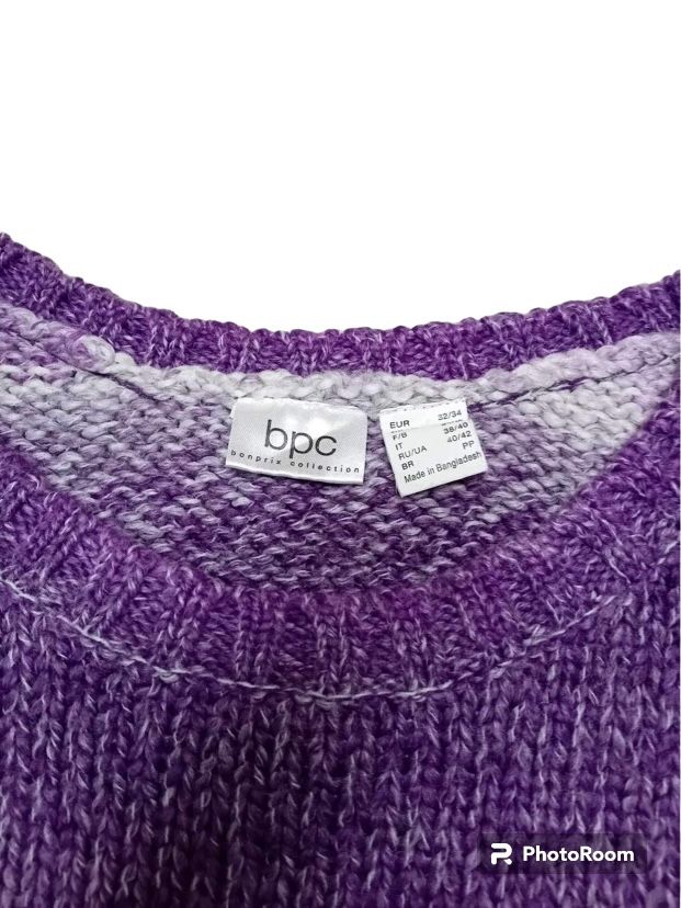 Fioletowy sweterek ombre XS 34 S 36 20% wełny bpc bonprix