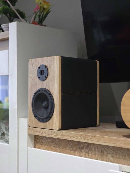 Zestaw Stereo Kolumny pasywne dąb, skóra