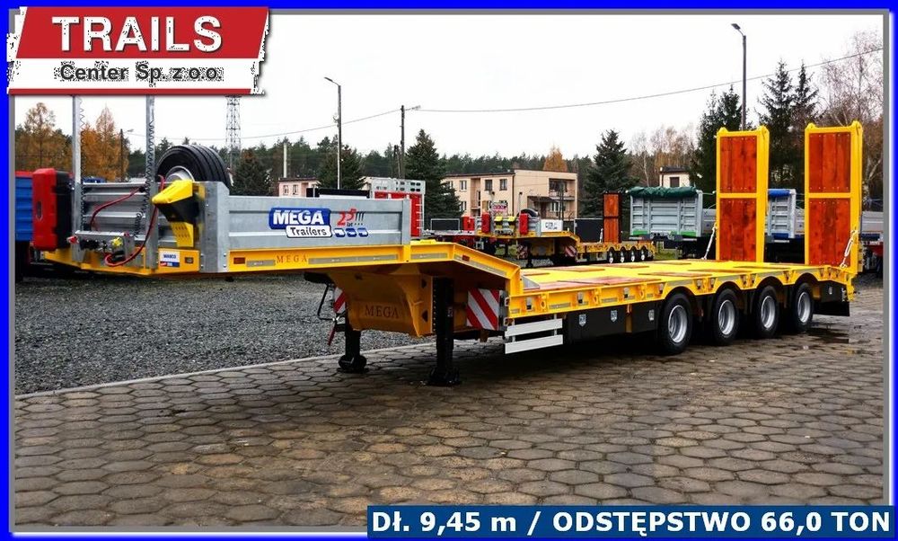 Niskopodwoziowa 56,0 Ton ład. pokład 9,50 m, TUNEL pod koparki !!!  Gotowa do pracy !!! Naczepa z rejestracją DMC 66,0 T, najazdy hydr. !!