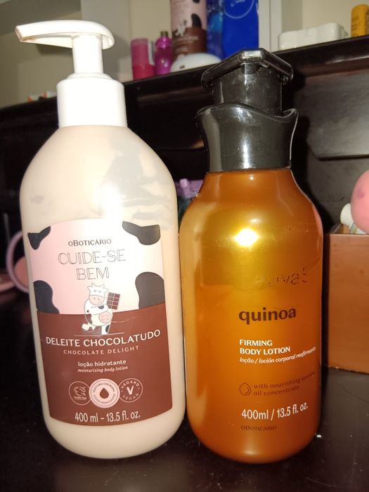 Hidratante cuide se bem deleite chocolatudo e Nativa spa quinoa