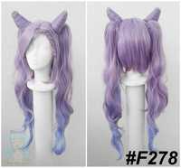 Fioletowa peruka z kitkami uszkami cosplay wig Keqing Genshin Impact