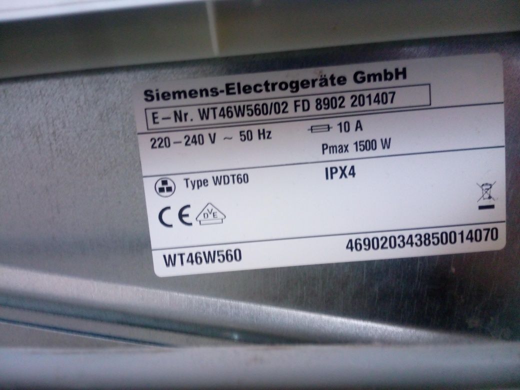 Suszarka Siemens WT46w560 na części WSZYSTKO SPRAWNE