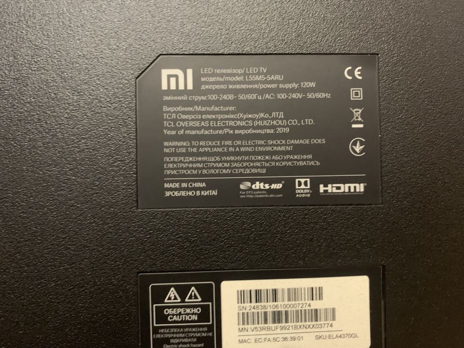 Телевізор xiaomi 55” 4k L55m5-5aru