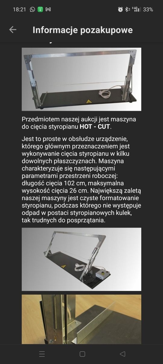Gilotyna do styropianu 150w