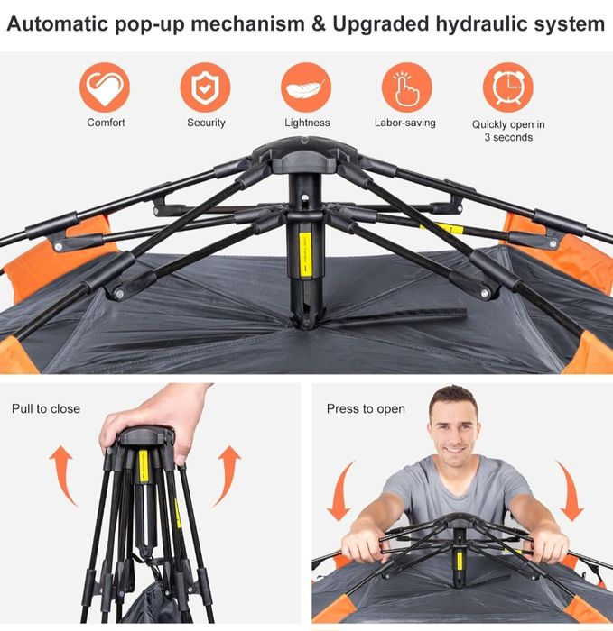 Amflip Namiot kempingowy automatyczny 3-osobowy
