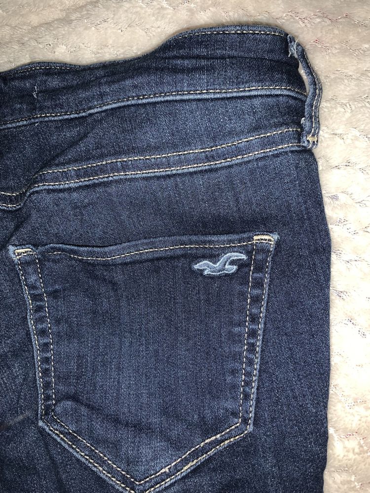 spodnie hollister z wysokim stanem skinny z dziurami bawełna