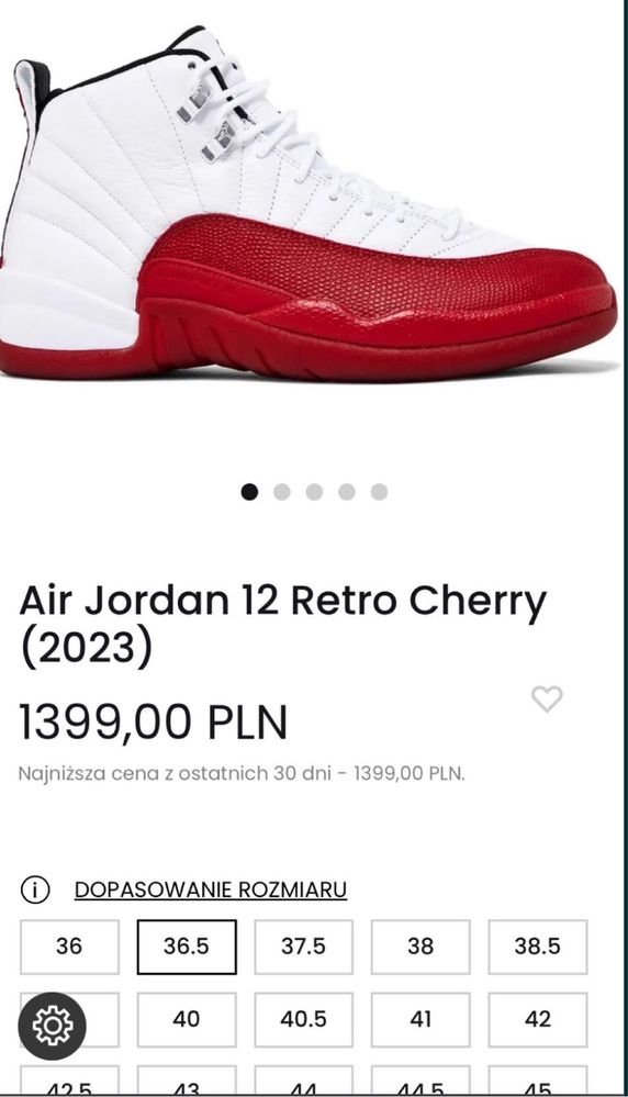 Buty chlopiece Air Jordan 12 retro cherry 2023-36,5rozm 4,5y