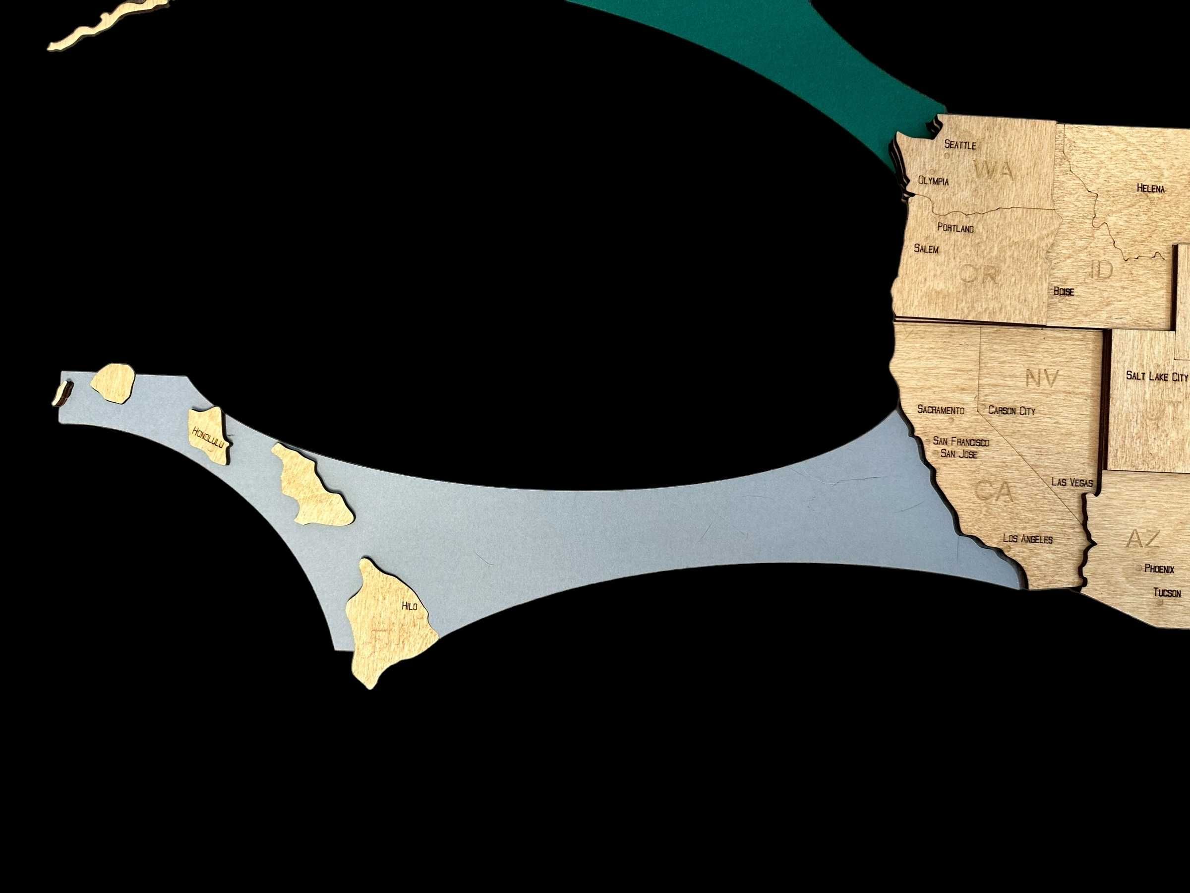 Mapa 3D drewniana USA-Winchester 158cm Stany Zjednoczone, U.S.A.