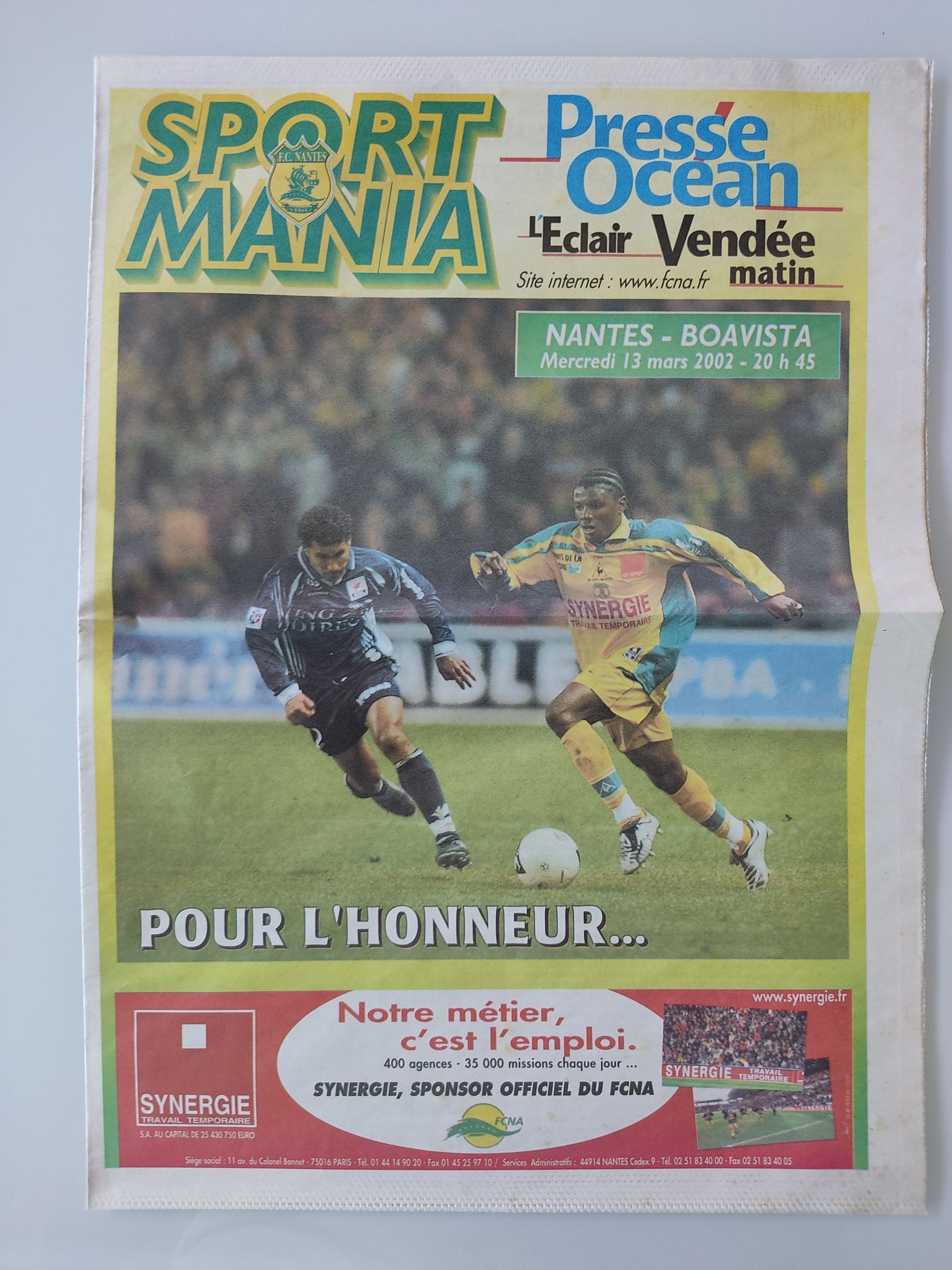 Programa do Nantes Boavista liga dos campeões 2001/ 2002