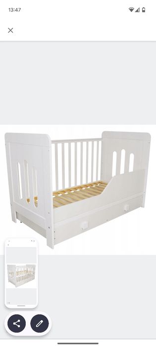 Łóżeczko niemowlęce 2w1 Zuza biała szuflada 140x70