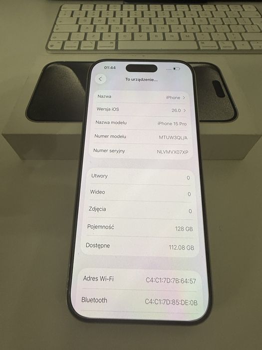 iPhone 15 Pro 128gb White Titanium Stan Idealny Bateria 95% od nowości