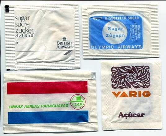 Pacotes de açúcar colecionáveis, anos 1980/90 - Companhias aéreas