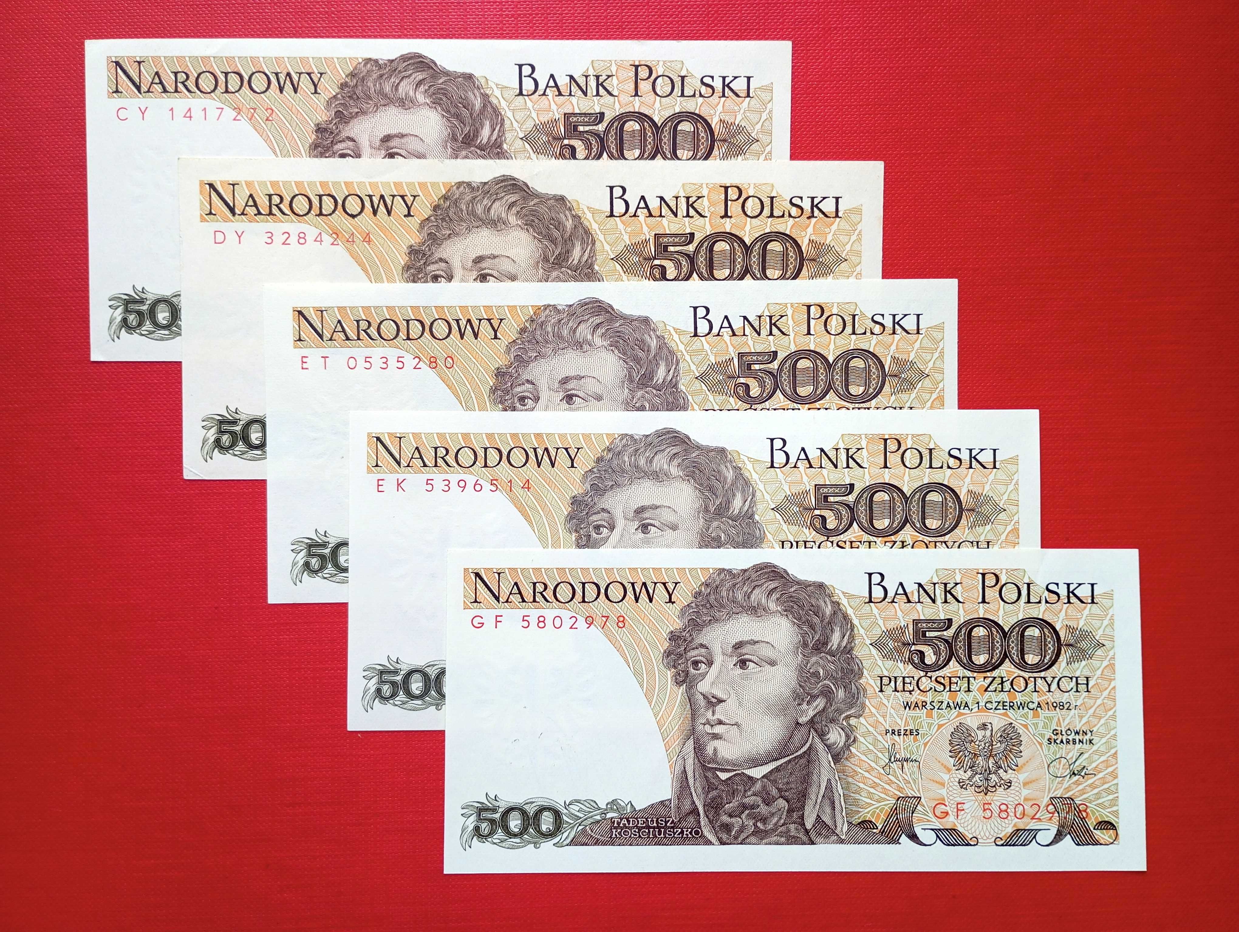 Zestaw 500 zł 1982  5 sztuk