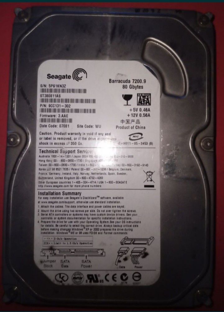 Рабочий жесткий диск 80GB Seagate компьютерный 3.5 SATA