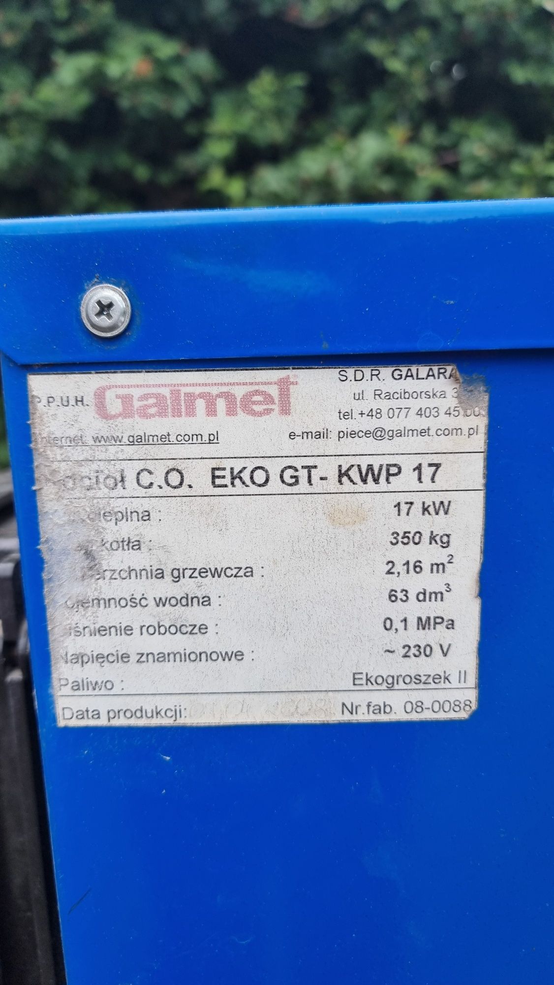 Piec GALMET na części 17 kw