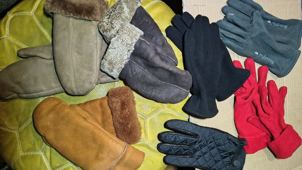 Перчатки ссср кожа, новые Варежки мех, Рукавицы  овчина, Рукавички