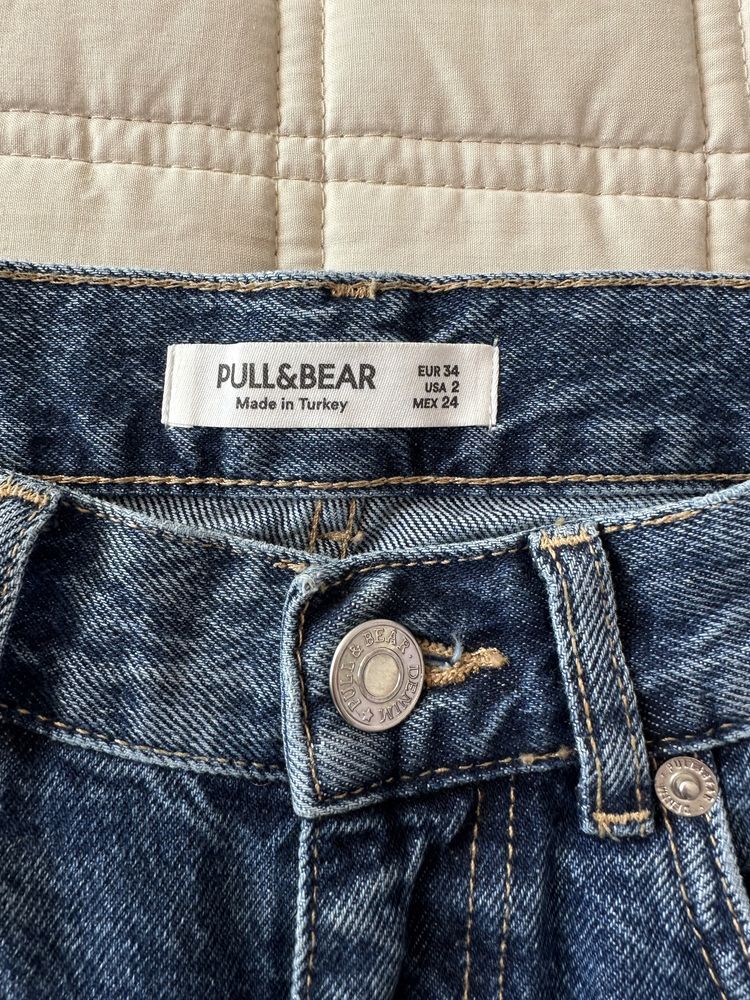 dżinsy basic straight fit z dwukolorowym przeszyciami Pull&Bear