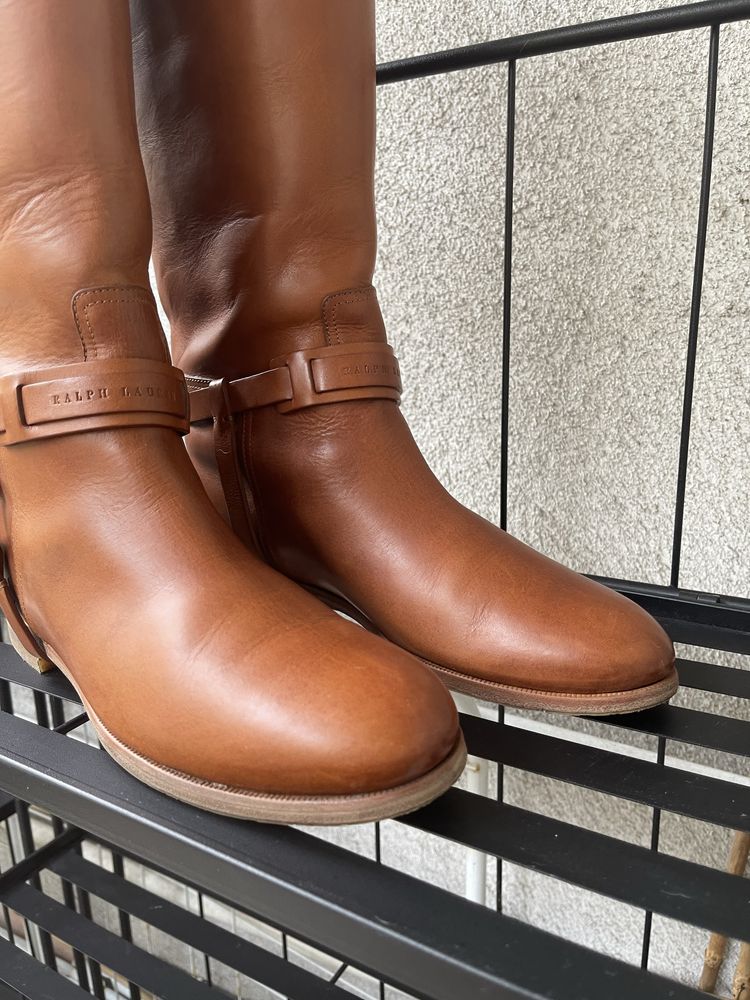 Kozaki oficerki Ralph Lauren brązowe Tan 10B 41